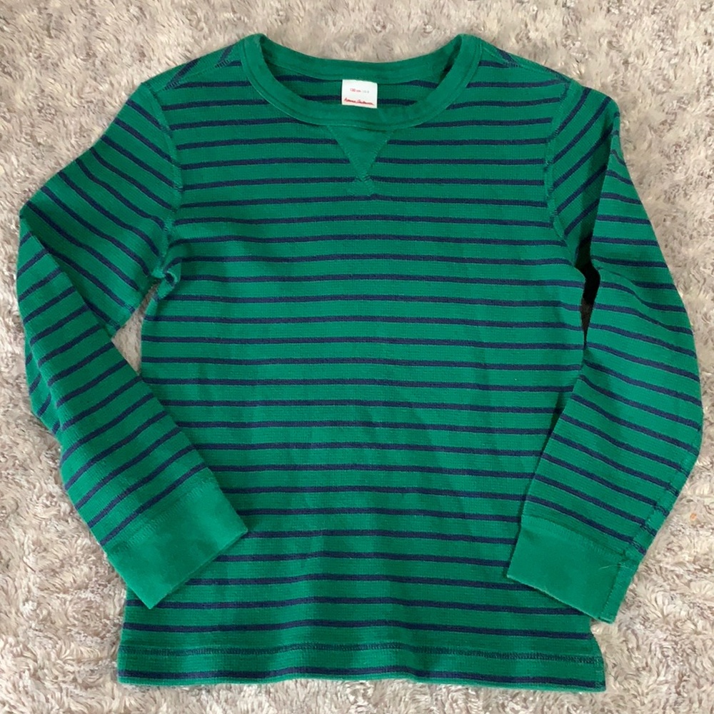 Hanna Andersson - Long Sleeve shirt - Striped Green /Blue- Size 130 (8)
